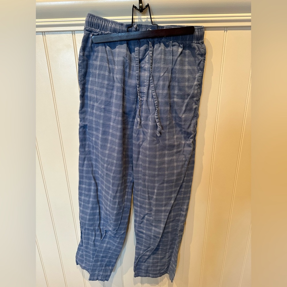 DAVID ARCHY Men’s Size Small Pair Grey Blue & White Plaid Pajama Bo…